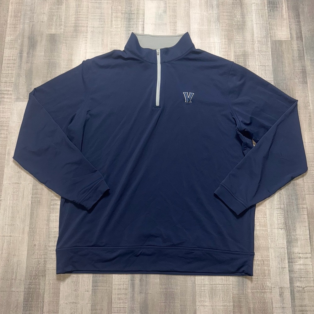 Peter Millar Villanova University Perth Quarter Zip Pullover Mens XL Navy Blue